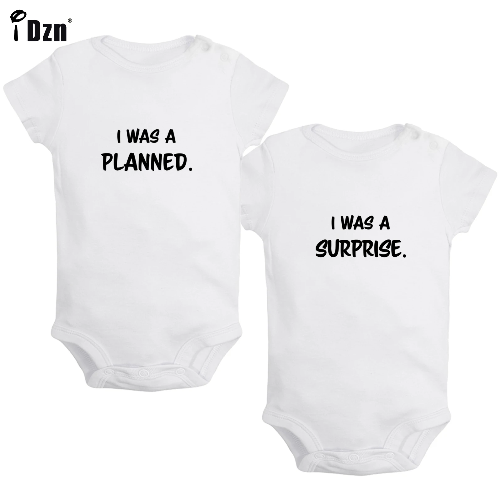 

Baby Twins Summer Clothing Funny I Was A Planned I Was A Surprise Baby Bodysuits Cotton Rompers Soft Newborn Jumpsuit Pack of 2