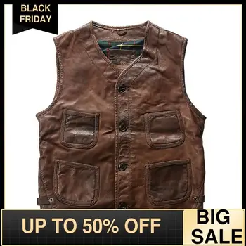 2020 Retro Style Brown Short Casual Leather Vest Men Single Breasted Plus Size 3XL Genuine Thin Sheepskin Summer Slim Fit Vest
2020 Retro Style Brown Short Casual Leather Vest Men Single Breasted Plus Size 3XL Genuine Thin Sheepskin Summer Slim Fit Vest