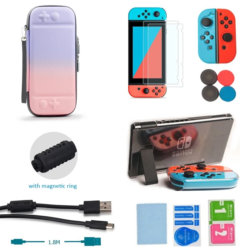 6 in 1 Gradient color bag for Nintend Switch carrying bag for NS Switch Console game accessories joy-con case charge cable
6 in 1 Gradient color bag for Nintend Switch carrying bag for NS Switch Console game accessories joy-con case charge cable