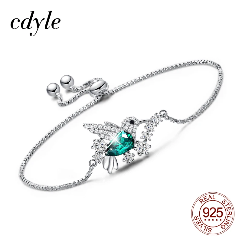 Cdyle 925 пробы серебряный браслет в виде птицы украшенный кристаллом от Swarovski