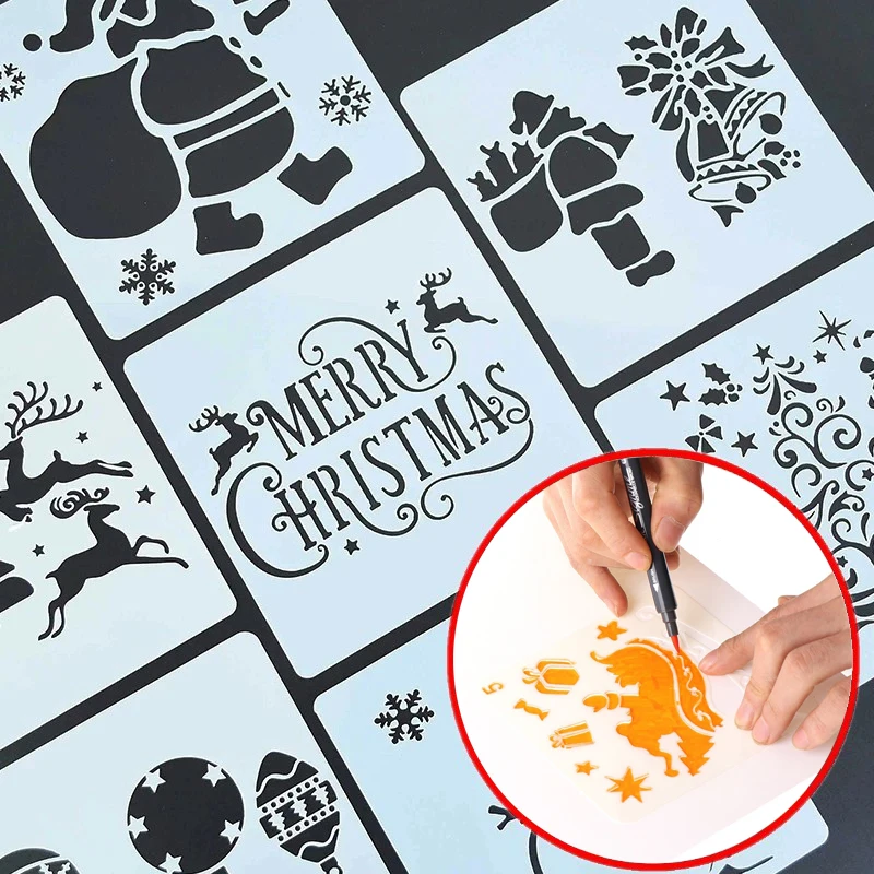 Merry Christmas Layering Stencil Sticker Painting Mold for Scrapbook Album Embossing Paper Template Card Spraying Stencil Decors
Merry Christmas Layering Stencil Sticker Painting Mold for Scrapbook Album Embossing Paper Template Card Spraying Stencil Decors