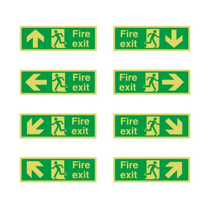 Фото Fire Exit Sign Stickers Decal Adhesive Glow In The Dark With Direction Arrows 36 X 14cm | Дом и сад