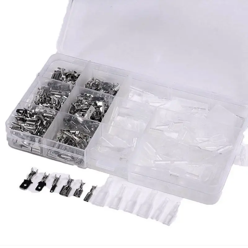 

270pcs Male Female Spade Connector Wire Crimp Terminal Block with Insulating Sleeve Assortment Kit 2.8mm 4.8mm 6.3mm