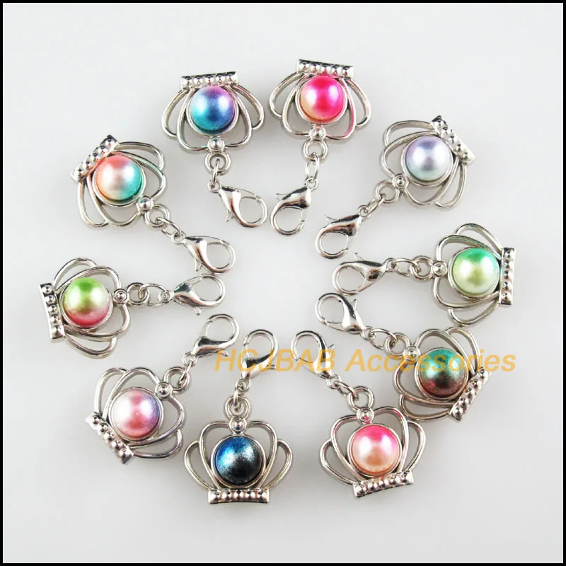 20 новых подвесок в виде короны, 19 мм, искусственные акриловые подвески в стиле ретро с застежками в виде карабина