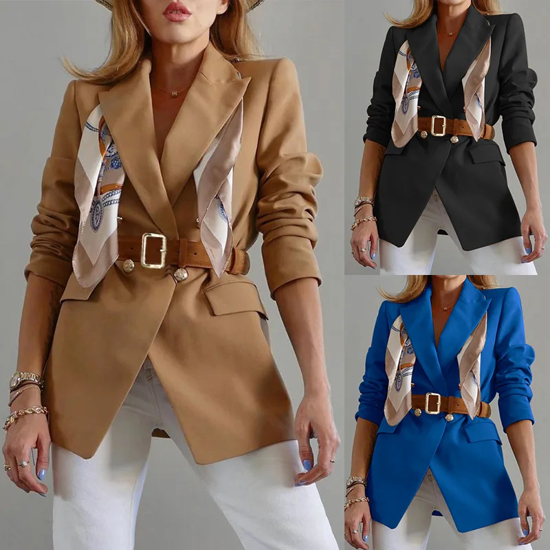 Ladies Autumn and Winter Blazers Women Stylish Small Suit Office Lady Slim Suit Double Breasted Solid Sashes Silk Scarf Suit
Ladies Autumn and Winter Blazers Women Stylish Small Suit Office Lady Slim Suit Double Breasted Solid Sashes Silk Scarf Suit