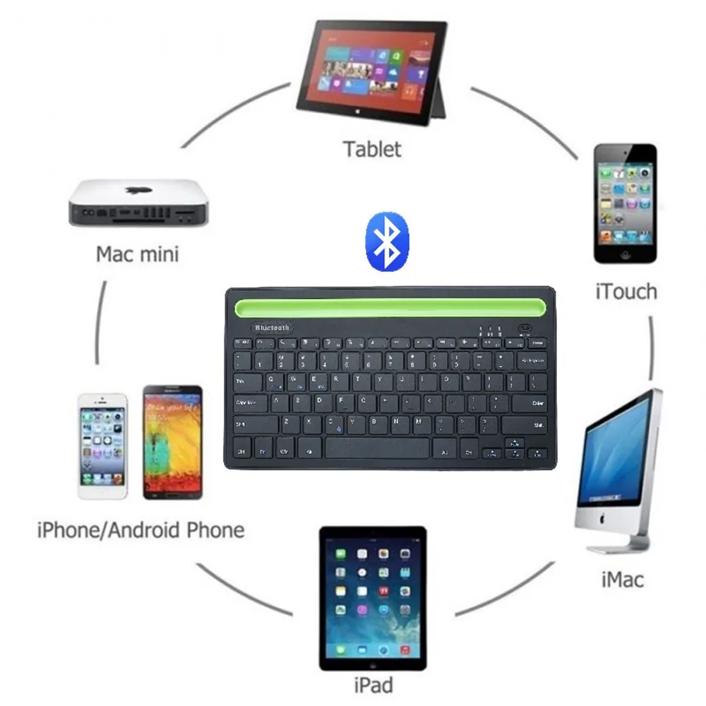 Мини Bluetooth клавиатура с держателем телефона беспроводная для