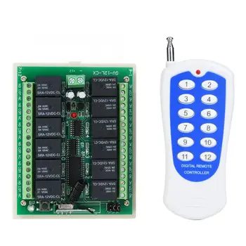 12 Channels Remote Control Relay Wireless with Receiver Printed Circuit Board 12V Jog M4 Self-Locking T4 Interlock L4 Modes
12 Channels Remote Control Relay Wireless with Receiver Printed Circuit Board 12V Jog M4 Self-Locking T4 Interlock L4 Modes