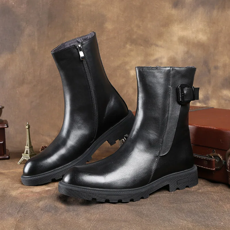 Fashion Black Mid High Boots Mens Boots Genuine Leather Boots Man Winter Boots
Fashion Black Mid High Boots Mens Boots Genuine Leather Boots Man Winter Boots