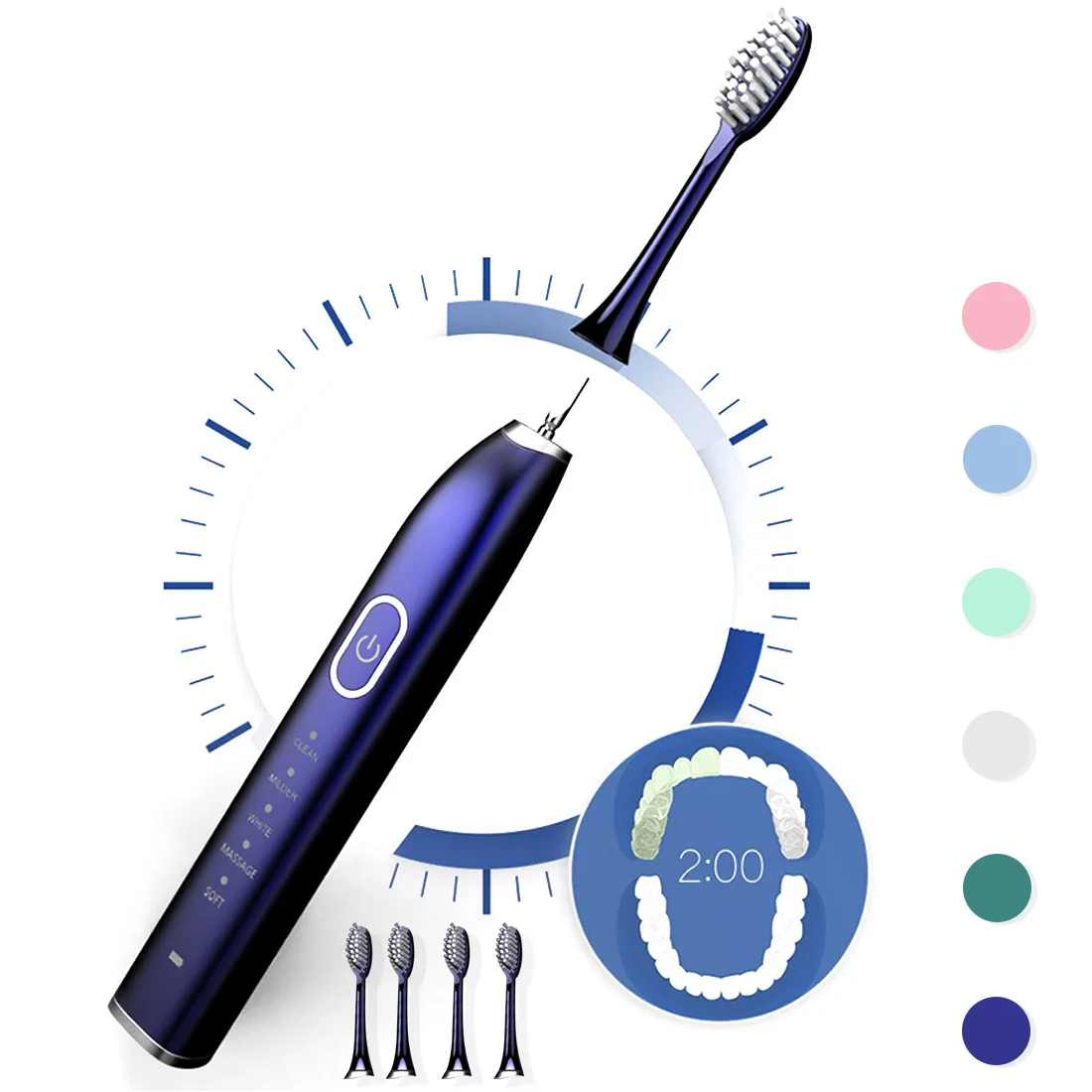 Ultrasonic Electric Toothbrush 5 Cleaning Modes Level Adjustable Strength Usb Powered With 10 Replaceable Toothbrush Heads Adult
Ultrasonic Electric Toothbrush 5 Cleaning Modes Level Adjustable Strength Usb Powered With 10 Replaceable Toothbrush Heads Adult