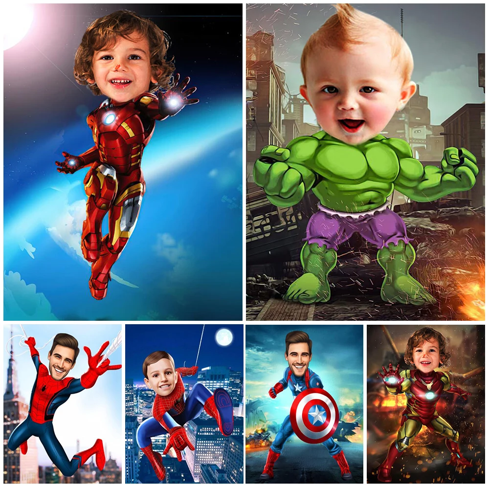 Custom Baby Head Cartoon Hero Anime Portrait Wall Pictures For Living Room Nordic Poster Wall Art Canvas Painting Unframed
Custom Baby Head Cartoon Hero Anime Portrait Wall Pictures For Living Room Nordic Poster Wall Art Canvas Painting Unframed