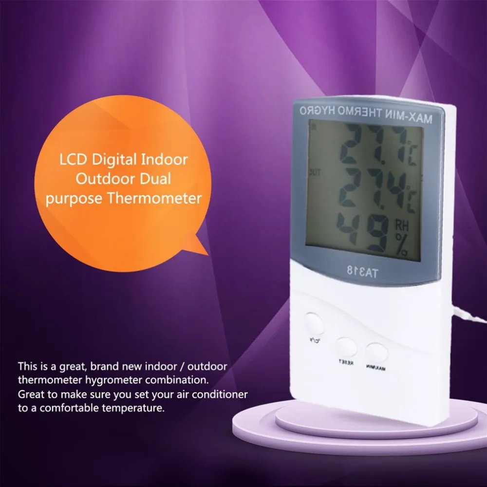LCD Digital Thermometer Hygrometer Indoor Outdoor Dual purpose Temperature humidity meter with Sensor Home Drop shipping
LCD Digital Thermometer Hygrometer Indoor Outdoor Dual purpose Temperature humidity meter with Sensor Home Drop shipping