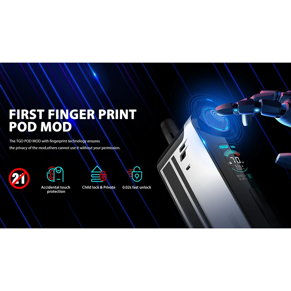 Original Vapefly TGO 70W Pod Mod Kit 0.3ohm 0.6ohm Mesh Coil 2300mAh builtin Battery 4.5ml Cartridge 0.96inch TFT Screen E-Cig (1)