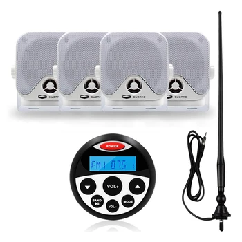 Marine Radio Stereo Audio Bluetooth Receiver MP3 Player+2 Pair 4" Waterproof Marine Speaker+FM AM Antenna For Motorcycle RV ATV
Marine Radio Stereo Audio Bluetooth Receiver MP3 Player+2 Pair 4" Waterproof Marine Speaker+FM AM Antenna For Motorcycle RV ATV