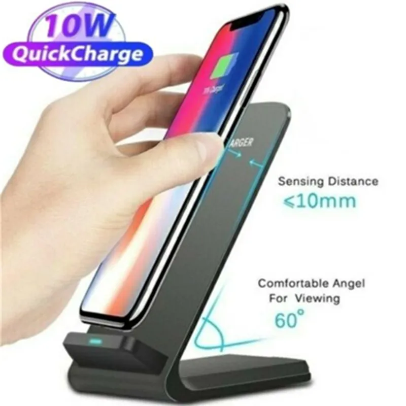 Беспроводное зарядное устройство 10 Вт Qi док-станция для IPhone 12 11 Pro Max Mini XS Samsung S20 S10