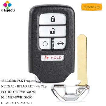 KEYECU Smart Proximity Remote Control Car Key With 5 Buttons 433.92MHz - FOB for Honda Accord 2018 2019 2020 FCC ID: CWTWB1G0090 
KEYECU Smart Proximity Remote Control Car Key With 5 Buttons 433.92MHz - FOB for Honda Accord 2018 2019 2020 FCC ID: CWTWB1G0090