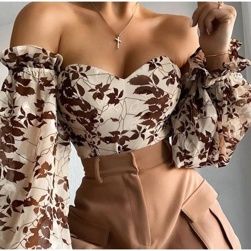Женская Элегантная блузка топы с открытыми плечами сексуальный летний