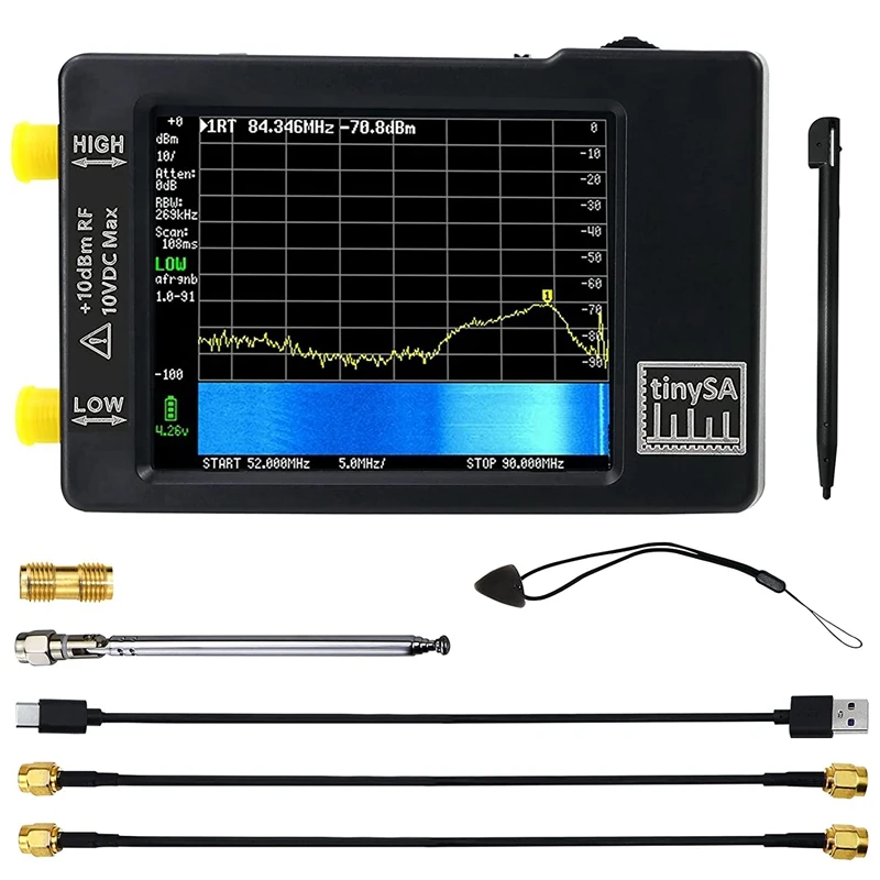 Улучшенный анализатор спектра TinySA вход MF/HF/VHF UHF Для 0 1-350 МГц и для 240-960 генератор