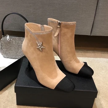 Round Toe Patchwork Boots Spring Autumn Brand Design Ankle Zip Women Shoes High Heels Female Boots 9cm
Round Toe Patchwork Boots Spring Autumn Brand Design Ankle Zip Women Shoes High Heels Female Boots 9cm
