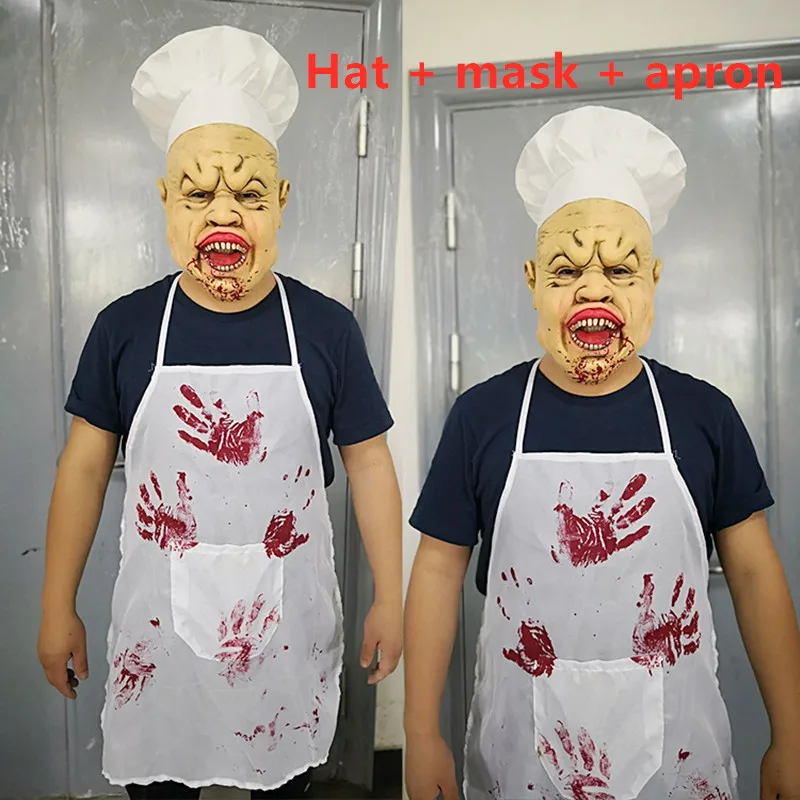 Bloody chef Jack Mask Cosplay Terror Jack Latex Masks Unisex Halloween Party clothing Props
Bloody chef Jack Mask Cosplay Terror Jack Latex Masks Unisex Halloween Party clothing Props