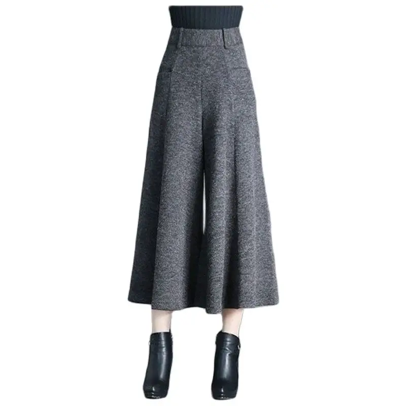 Брюки женские с широкими штанинами, модная шерстяная ткань, утепленные свободные штаны с завышенной талией, 2019
Брюки женские с широкими штанинами, модная шерстяная ткань, утепленные свободные штаны с завышенной талией, 2019