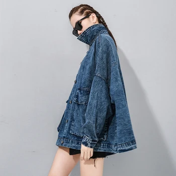 XUXI Spring 2020 Loose Fit Blue Denim Split Joint Oversized Big Size Jacket New Lapel Long Sleeve Women Coat Fashion Tide FZ0402 
XUXI Spring 2020 Loose Fit Blue Denim Split Joint Oversized Big Size Jacket New Lapel Long Sleeve Women Coat Fashion Tide FZ0402