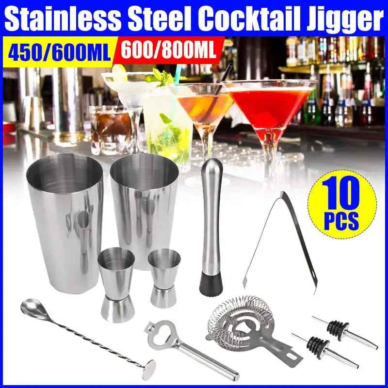 

Durable 450ml 600ml 800ml Stainless Steel Cocktail Shaker Mixer Drink Bartender Browser Kit Bars Set Tools Bartender Tool