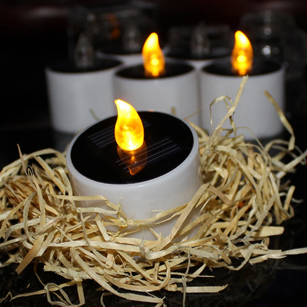 Solar Operated LED Candle Flicking Flameless Tea Light for Wedding Home Decoration, Yellow Solar Operated LED Candle Flicking Flameless Tea Light for Wedding Home Decoration, Yellow