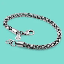 אופנה 925 תאילנדי כסף צמיד גברים 100% כסף קלוע צמיד אורך 18-20cm בציר כסף תכשיטי מתנת יום הולדת bijoux(China)