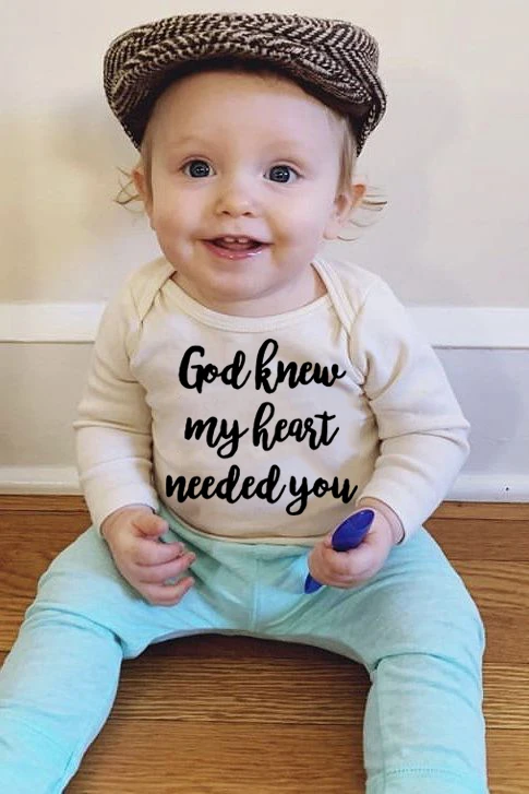 

Nursing Baby God Knew My Heart Needed You Print Romper Infant Boys Girls Long Sleeve Clothes Toddler Unisex Jumpsuit