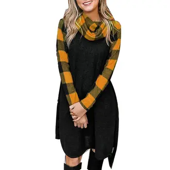 Casual Women Turtle Neck Color Blocks Patch work Plus Size Plaid Knee-length Dress Patch work Plus Size Plaid Knee-length Dress
Casual Women Turtle Neck Color Blocks Patch work Plus Size Plaid Knee-length Dress Patch work Plus Size Plaid Knee-length Dress