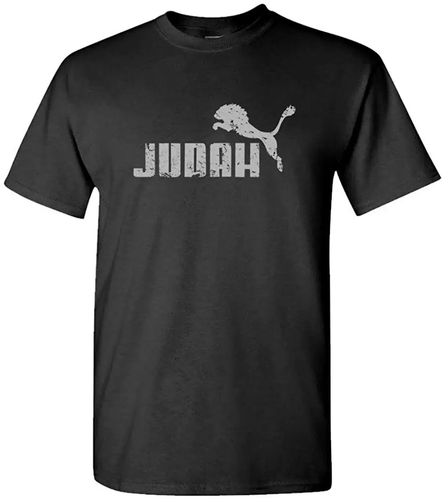 Judah Jumping Lion Parody Faith Savior Футболка мужская женская Свободная футболка размера плюс |