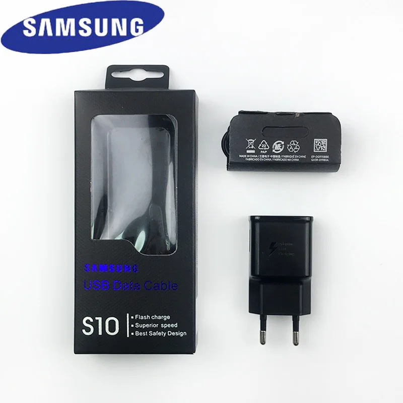 Samsung S10 Fast Charging Original EU Plug Charger adaptive power usb type c data cable for Galaxy s9 s8 note 8 9 10 a5 a7 2017
Samsung S10 Fast Charging Original EU Plug Charger adaptive power usb type c data cable for Galaxy s9 s8 note 8 9 10 a5 a7 2017