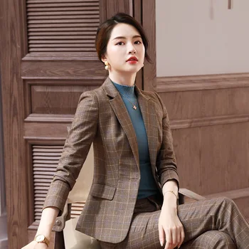 Big Plaid Pants Suit Women Fashion Professional Interviewee 2 Piece Set Jacket Trousers Office Lady Work Suit Costume Femme 805
Big Plaid Pants Suit Women Fashion Professional Interviewee 2 Piece Set Jacket Trousers Office Lady Work Suit Costume Femme 805