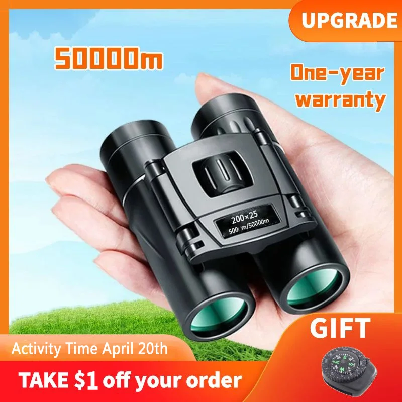 HD High Power Mini Zoom Telescope About 200X25 Folding Binoculars For Outdoor Bird Watching Travelling Camping 800-1000m
HD High Power Mini Zoom Telescope About 200X25 Folding Binoculars For Outdoor Bird Watching Travelling Camping 800-1000m