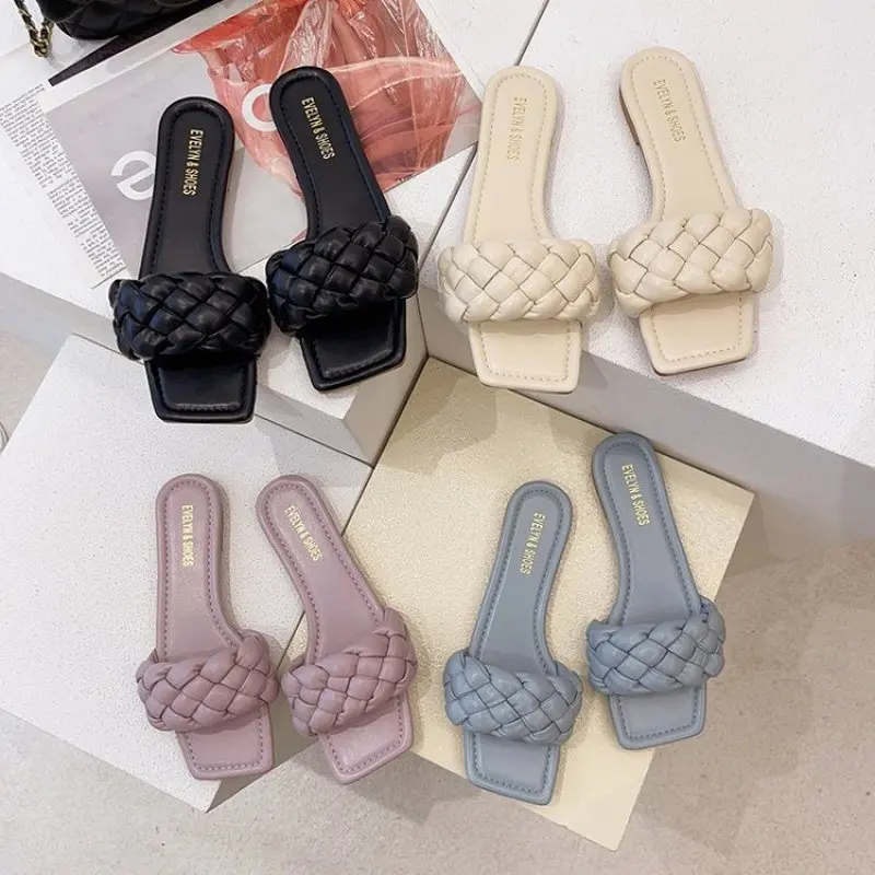 Slippers Women New Summer Square Head Woven Flat Sandals Female Fish Mouth Flip Flops Fashion Comfortable Casual Beach Shoes
Slippers Women New Summer Square Head Woven Flat Sandals Female Fish Mouth Flip Flops Fashion Comfortable Casual Beach Shoes