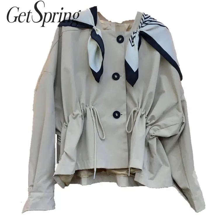 GETSPRING Women Trench Coat Patchwork Color Matching Irregular Short Trench Coats Drawstring Asymmetry Khaki Coat Autumn 2019
GETSPRING Women Trench Coat Patchwork Color Matching Irregular Short Trench Coats Drawstring Asymmetry Khaki Coat Autumn 2019