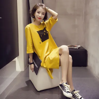 Spring And Summer 2019 New Style Fashion Korean-style Mid-length Short Sleeve Slit Dress Half Sleeve T-shirt Women's Loose-Fit
Spring And Summer 2019 New Style Fashion Korean-style Mid-length Short Sleeve Slit Dress Half Sleeve T-shirt Women's Loose-Fit