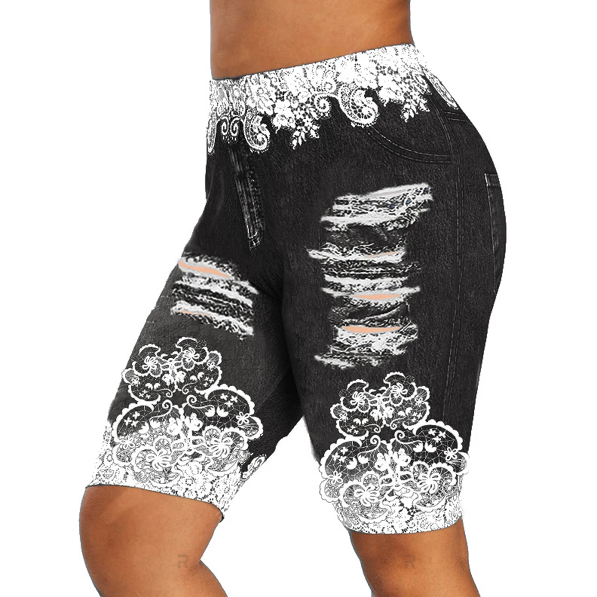 Women's Shorts Ladies Floral Pattern Trousers High Waist Printed Casual Tight Breathable Clothes Imitation Denim Hole Shorts
Women's Shorts Ladies Floral Pattern Trousers High Waist Printed Casual Tight Breathable Clothes Imitation Denim Hole Shorts