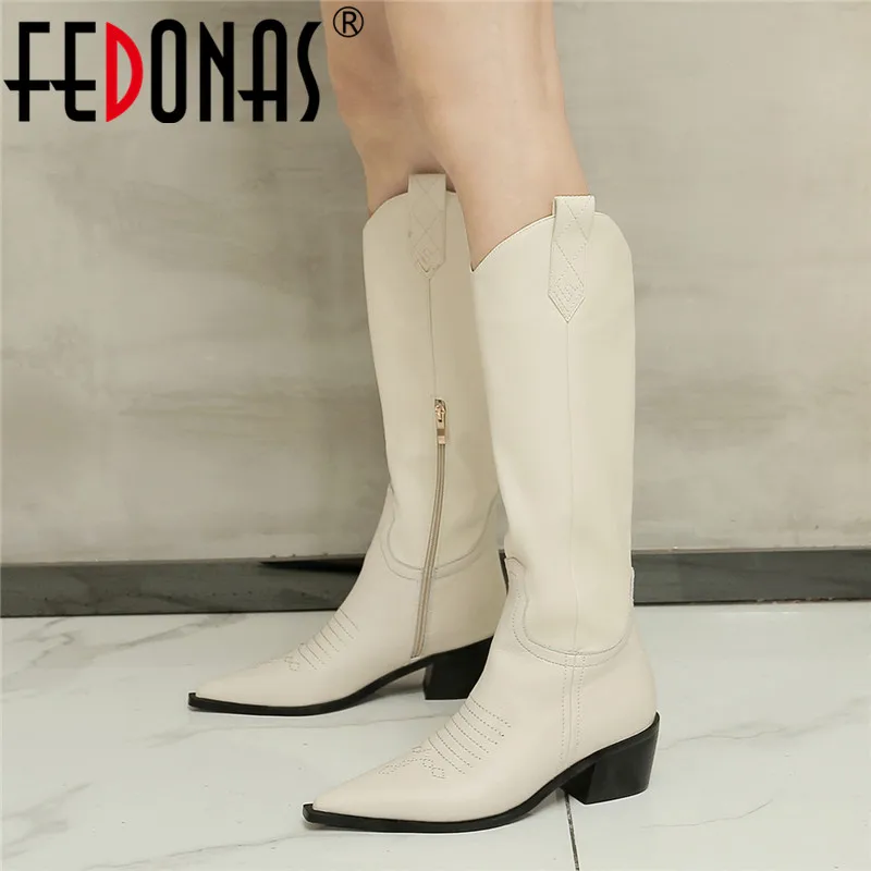 FEDONAS Autumn Winter Warm Long Western Boots Side Zipper Party Shoes Woman High Heels Genuine Leather Women Knee High Boots
FEDONAS Autumn Winter Warm Long Western Boots Side Zipper Party Shoes Woman High Heels Genuine Leather Women Knee High Boots
