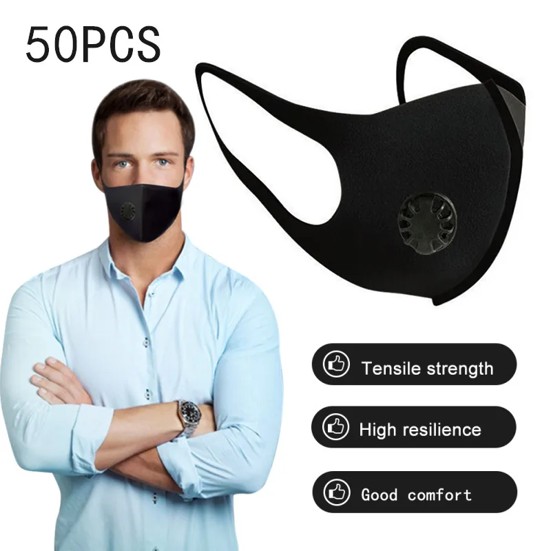 50 PCS W/Exhalation Valve mouth mask PM2.5 Anti-fog Respirator Cycling Face Mask Filter Carbon Dust-proof fog Trainning mask
50 PCS W/Exhalation Valve mouth mask PM2.5 Anti-fog Respirator Cycling Face Mask Filter Carbon Dust-proof fog Trainning mask