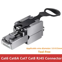 RJ45 Connector Cat8 Cat7 Cat6A Cat6 Network Adapter For Internet Cables Copper Shield Free Tool Crimp RJ45 Ethernet Lan Cable
RJ45 Connector Cat8 Cat7 Cat6A Cat6 Network Adapter For Internet Cables Copper Shield Free Tool Crimp RJ45 Ethernet Lan Cable