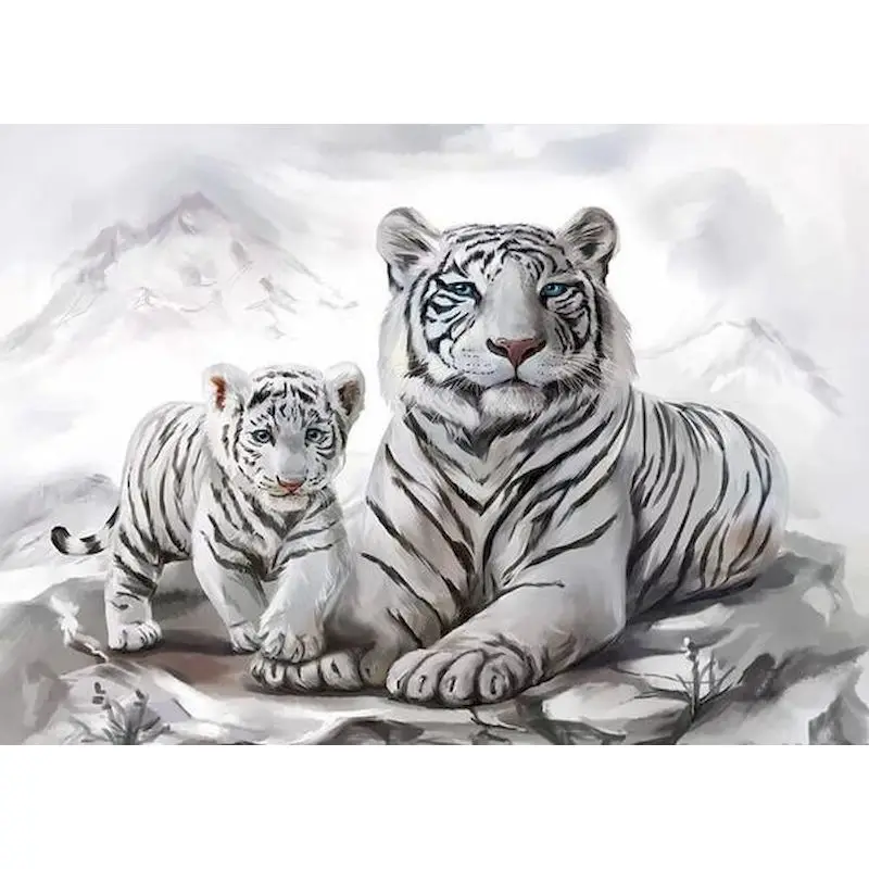 Oil Picture By Number Tiger On Canvas With Frame DIY Kits For Adults Acrylic Paint Coloring Drawing Painting Decor Art | Дом и сад