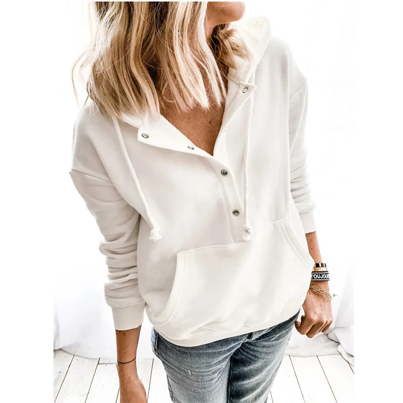 Spring and autumn casual solid color hooded pullover drawstring button pocket loose pullover women's hoodie oversized streetwear
Spring and autumn casual solid color hooded pullover drawstring button pocket loose pullover women's hoodie oversized streetwear
