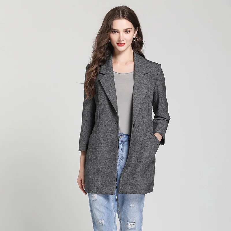 Slim Fit Small Suit Women's 2019 Autumn New Style Versitile Fashion Waist Hugging Casual Stripes Fold-down Collar Mid-length Sui
Slim Fit Small Suit Women's 2019 Autumn New Style Versitile Fashion Waist Hugging Casual Stripes Fold-down Collar Mid-length Sui