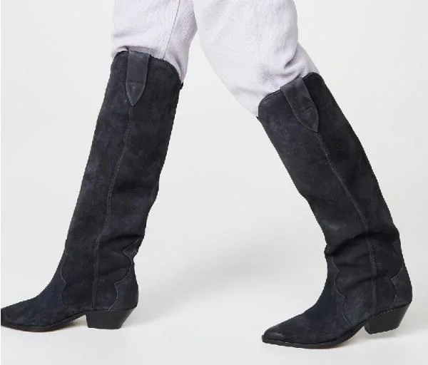 Black Khaki Purple Army Green 4 cm Square Heels Genuine Leather Suede Woman Pointed Toe Knee High Slip On Long Knight Boots Lady
Black Khaki Purple Army Green 4 cm Square Heels Genuine Leather Suede Woman Pointed Toe Knee High Slip On Long Knight Boots Lady