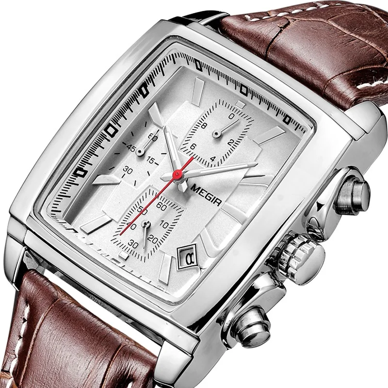 

MEGIR Watch Men Top Brand Luxury Quartz Military Chronograph New Leather Wristwatch Male Clock Relogio Masculino Erkek Kol Saati