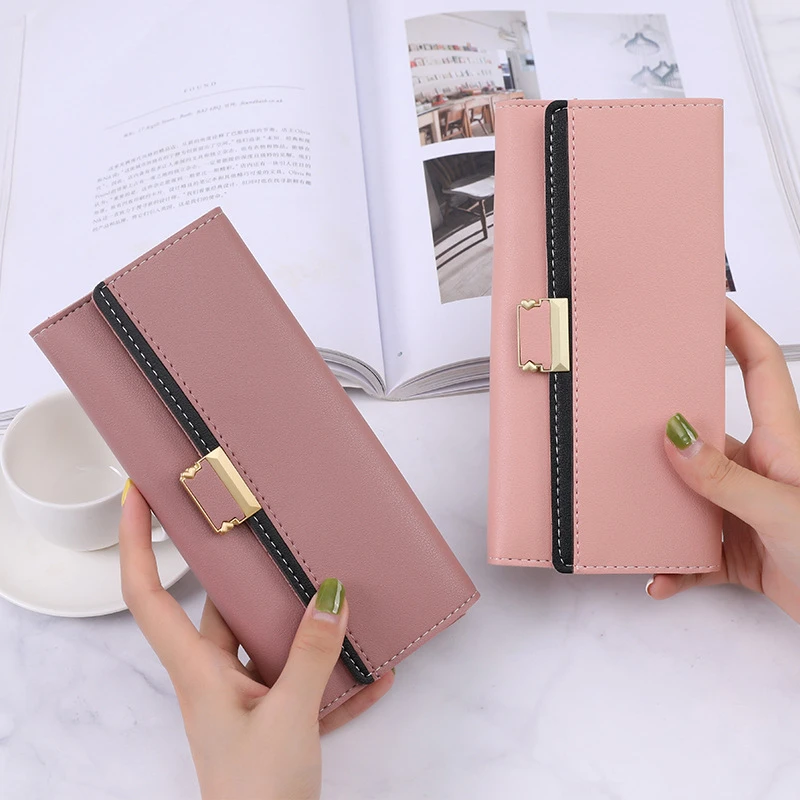 

2023 Leather Women Wallets Hasp Lady Moneybags Zipper Coin Purse Woman Envelope Wallet Money Cards ID Holder Bags Purses Pocket