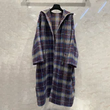 Winter New Designer Women's High Quality Plaid Hooded Wool Overcoat F022
Winter New Designer Women's High Quality Plaid Hooded Wool Overcoat F022