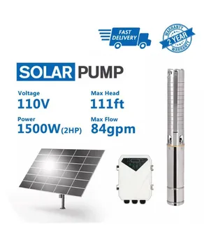 

3" DC Submersible Solar Water Pump 110V 2HP Stainless Steel MPPT Controller Plastic Impeller (Head 180m, Flow 3.8T/H)