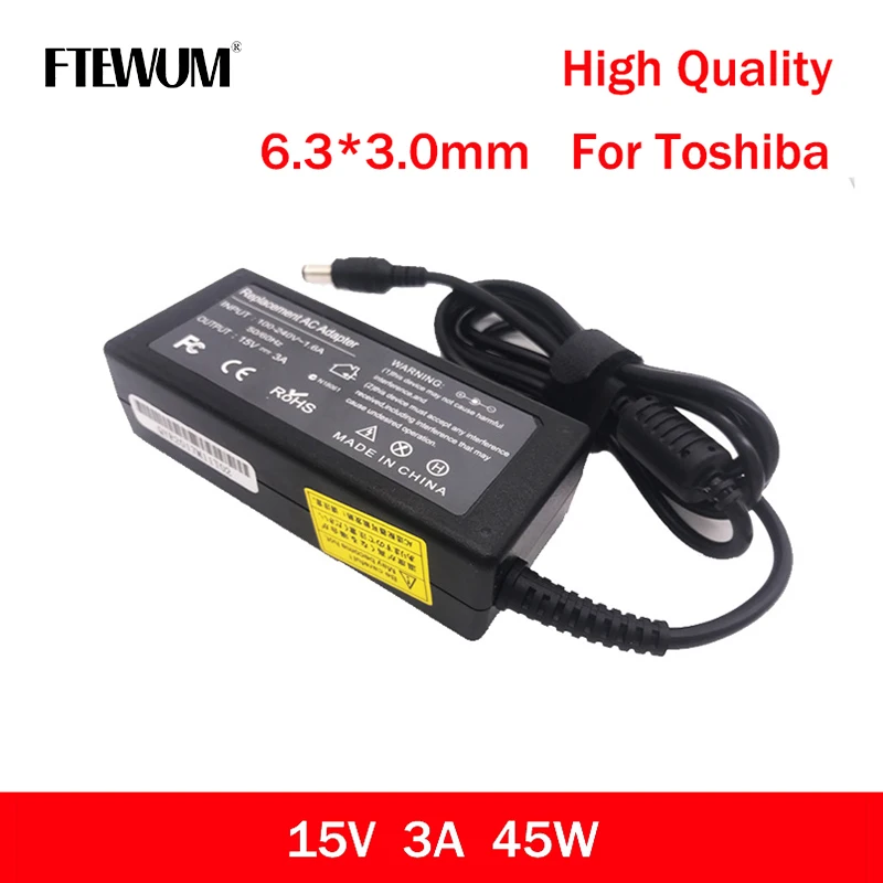 FTEWUM 15V 3A 45W 6.3*3.0mm AC DC Laptop Charger For Toshiba PA2450U PA3049U-1ACA PA3241U-2ACA Power Supply Portable Adapter
FTEWUM 15V 3A 45W 6.3*3.0mm AC DC Laptop Charger For Toshiba PA2450U PA3049U-1ACA PA3241U-2ACA Power Supply Portable Adapter